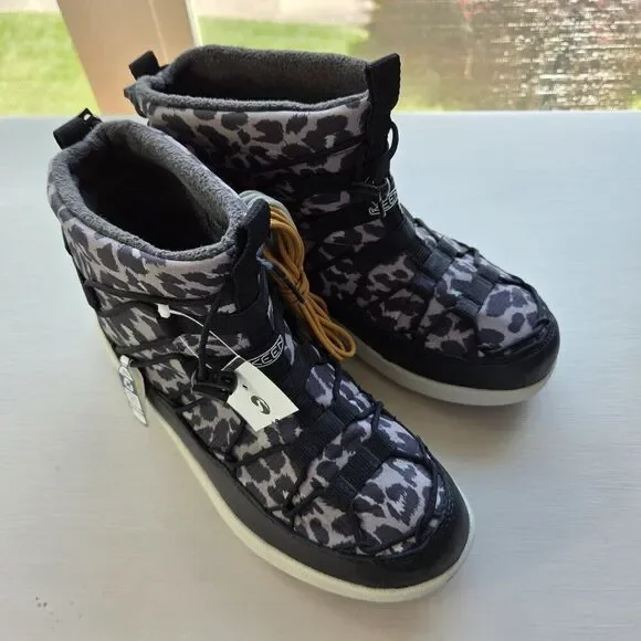 Keen Womens Uneek SNK CHukka II Boots Size 8 Black Animal Print NEW Lace Up - Picture 2 of 10
